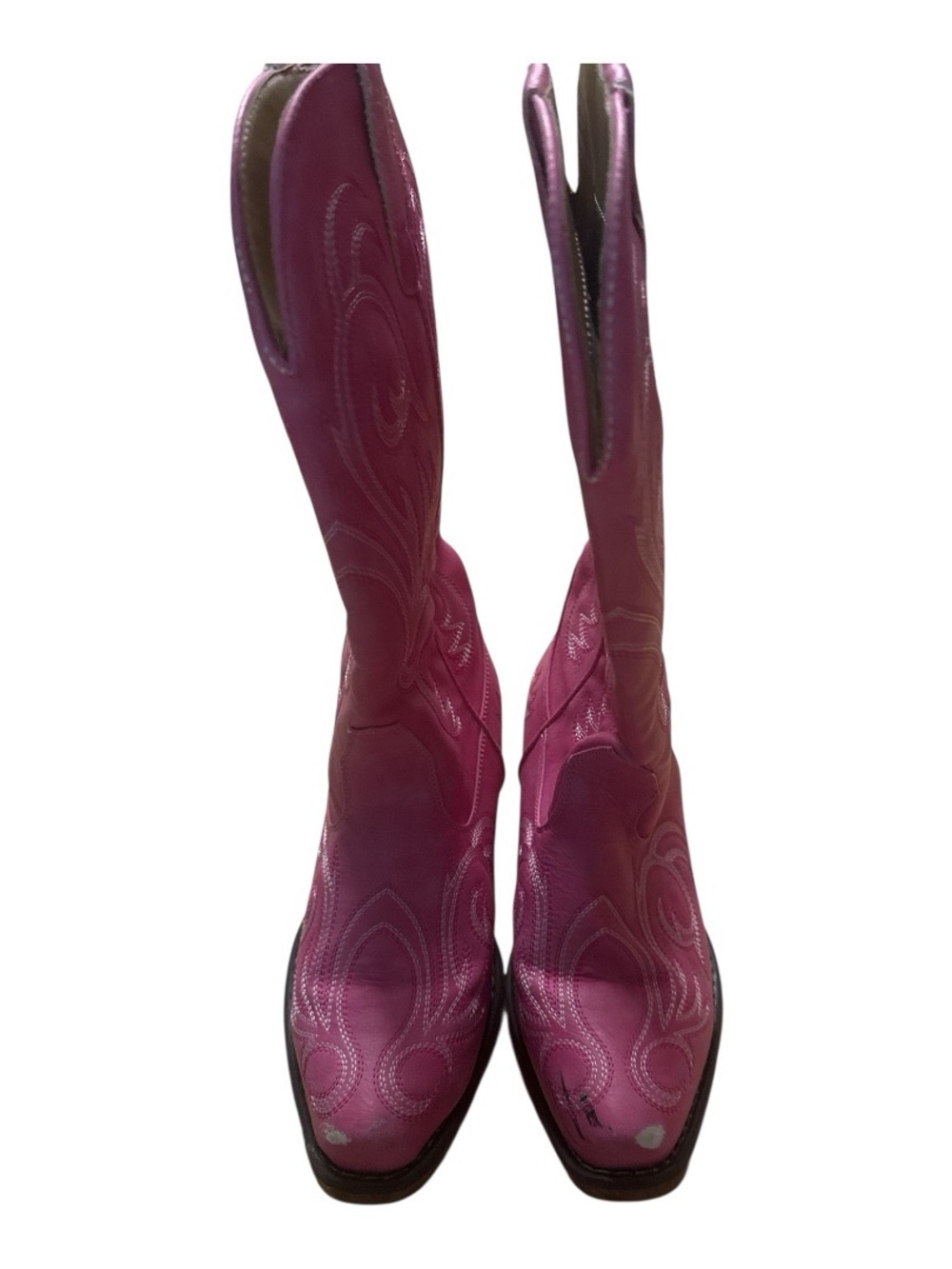 Roper Women’s Pink Leather Western Cowboy Boots Size 6 scuffed toes - Picture 3 of 8
